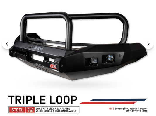 BT50 UP UR 2012 2020 078 02SQ Rocker Bull Bar Triple Loops Package